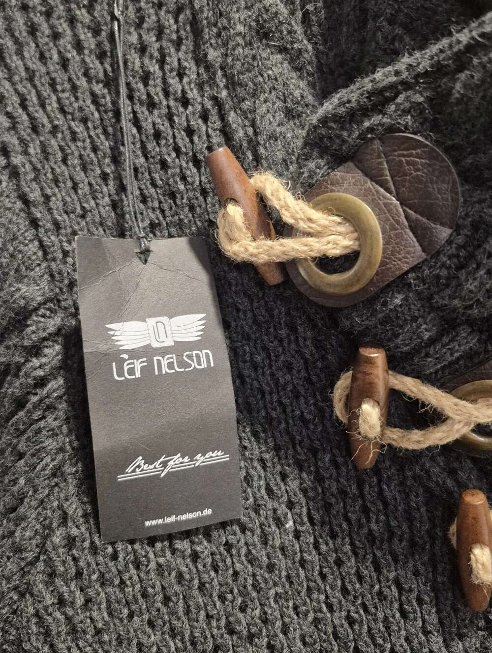 New Leif Nelson Size XL Men's Heavy Knit Sweater Anthracite Gray NWT